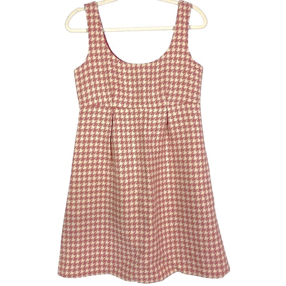 Vineyard Vines Women's Houndstooth Wool & Viscose Dress Size 6, Pink/Ivory